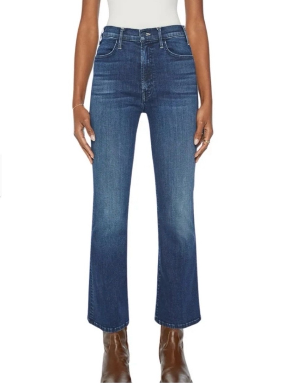 MOTHER DENIM The Hustler Ankle Jean High Rise Bootcut Heirloom Blue Size 28